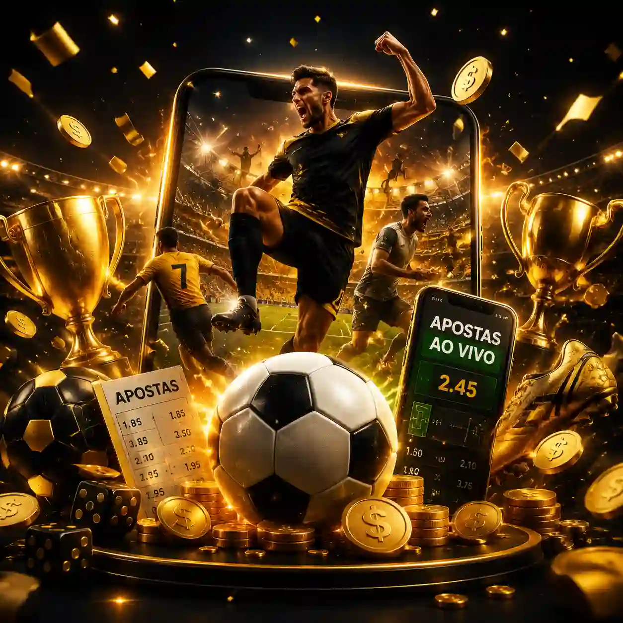 Estádio de futebol lotado com painel de odds ao vivo durante partida do Brasileirão
